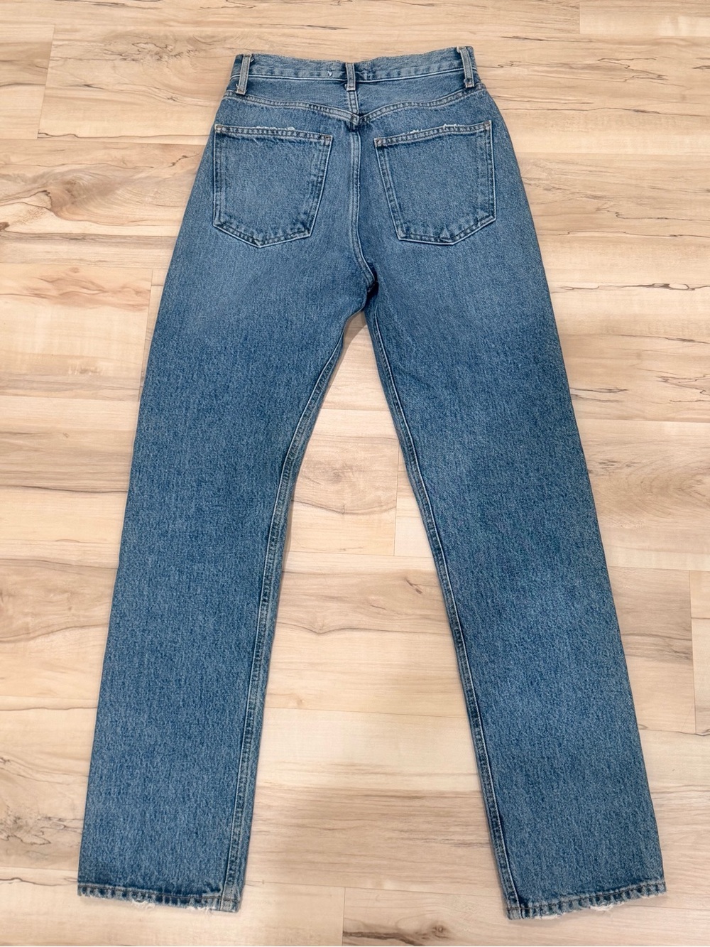 AGOLDE 90s High Rise Straight Leg Jeans Medium Wash Size 23 Organic Cotton - Picture 3 of 8